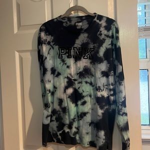 Blue PINK tie-dye long sleeve shirt